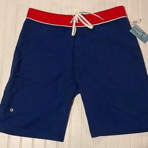 Old Navy California Swim Suit Trunks 34 Mens Blue and Red With 10” Inseam